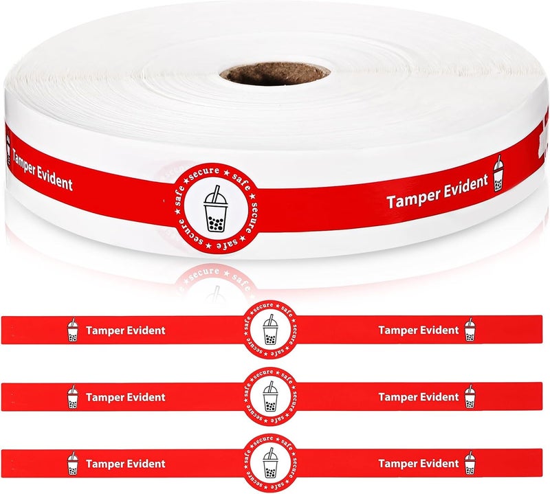 Skyygemm Tamper Evident Tape Safe Secure Tamper Evident Stickers for Drink Lids 1 x 9 Food Delivery Stickers Sealed for Freshness Labels Drink Food Proof Tape(Red,500 Pcs) - Image 1